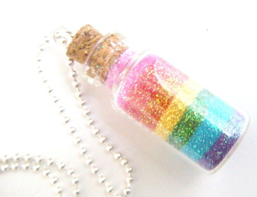 rainbow glitter in a small container